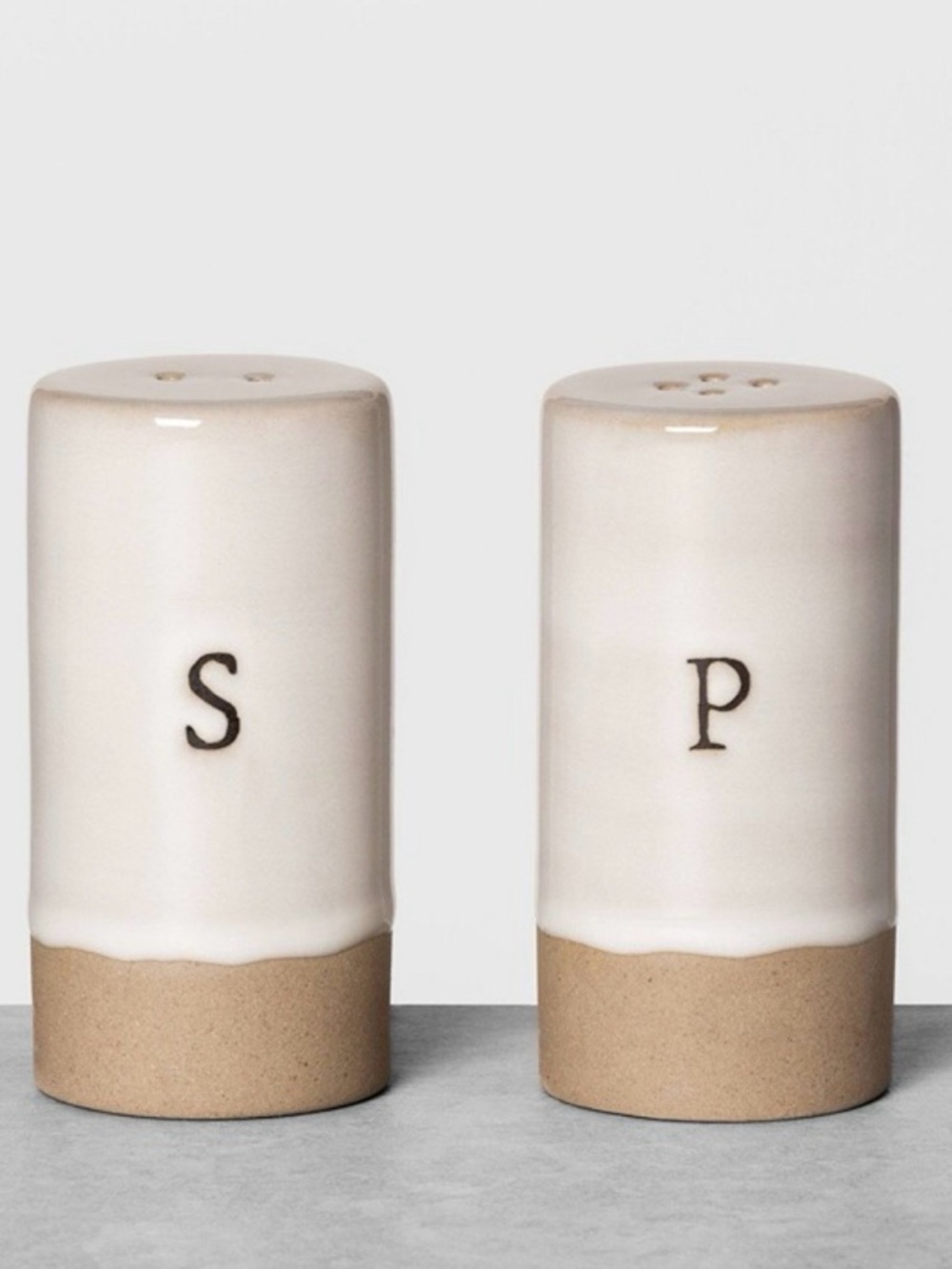 Hearth & Hand Magnolia Salt & Pepper Shakers Cream Tan Stoneware Farmhouse Set